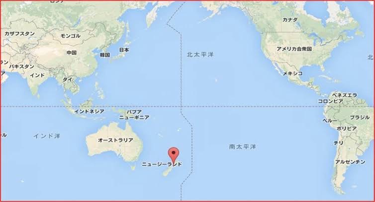Googleマップから見たニュージーランドの位置