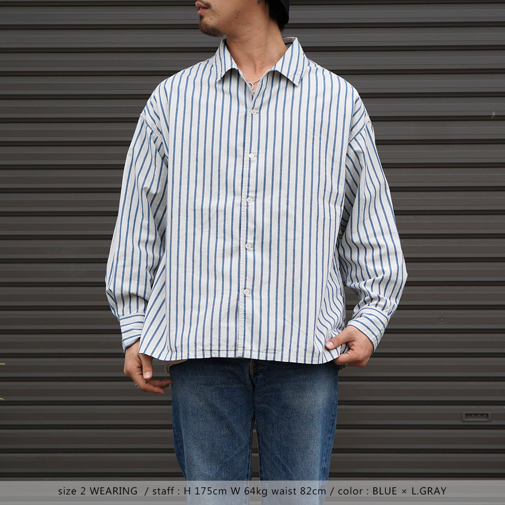EDIT CLOTHING / Stripe loose open shirts(ストライプルーズオープン ...